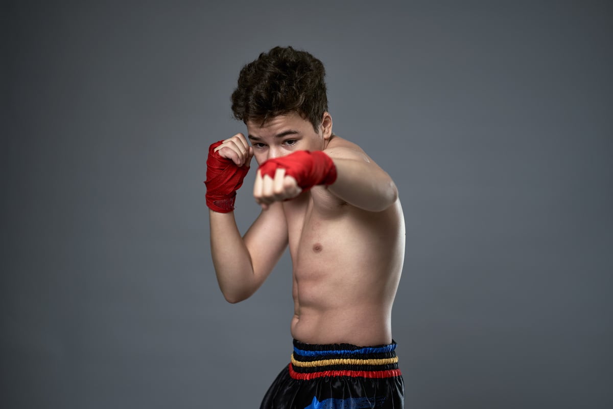 Teenage Kickboxer Training